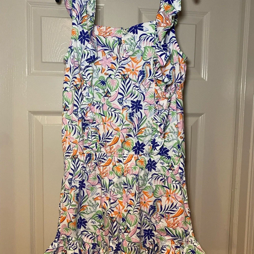 NWT Polo Ralph Lauren Girls Tropical Print Ruffled‎ Romper Multi-Color Summer